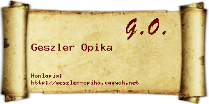 Geszler Opika névjegykártya